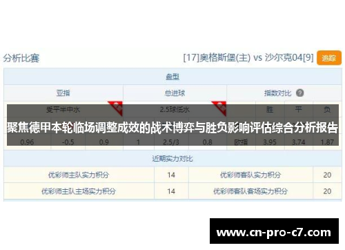 聚焦德甲本轮临场调整成效的战术博弈与胜负影响评估综合分析报告